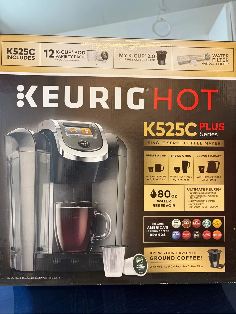 Keurig K525C Plus Single Serve Coffee Maker - Black & Silver